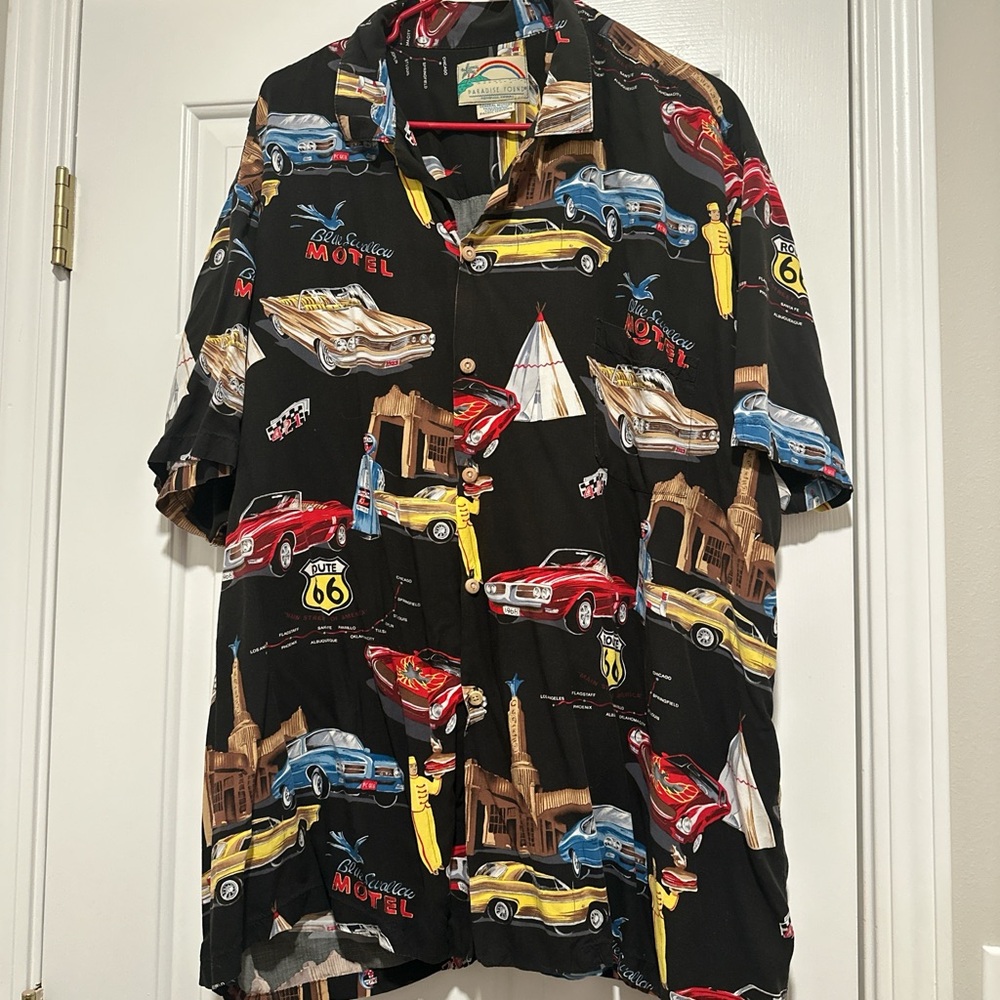 Retro Black and Red Casual Button Down Shirt